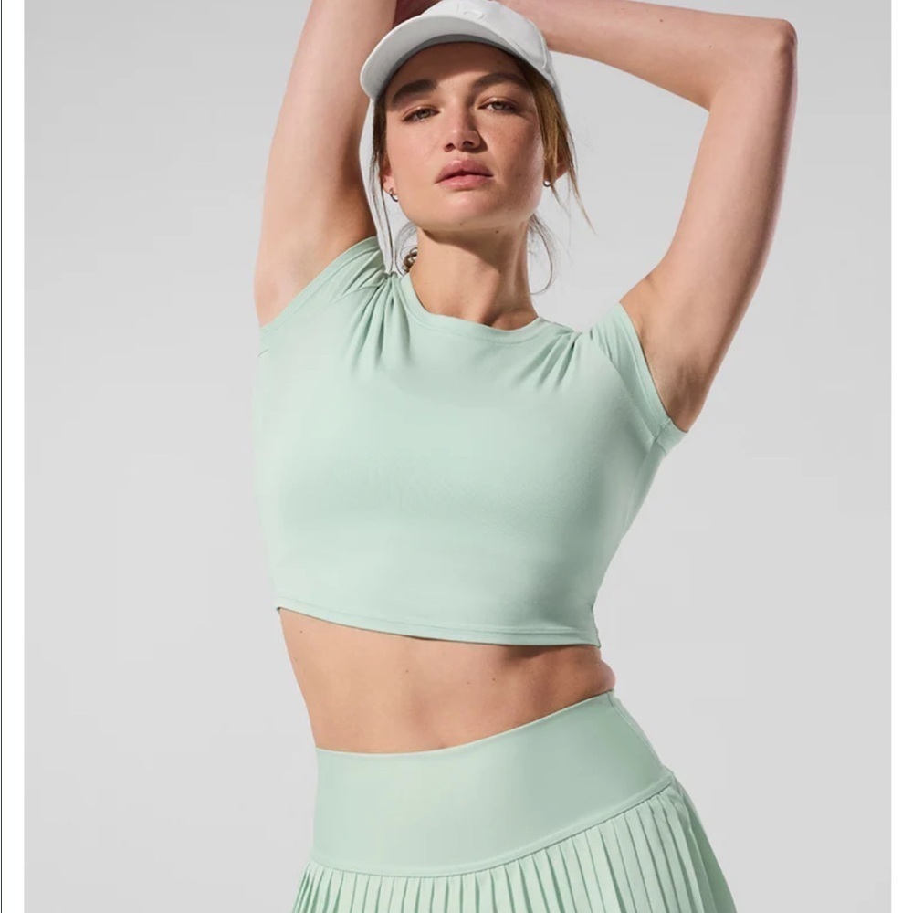 ALO Yoga Alosoft Crop Finesse Short Sleeve XXS Limited: Spearmint NWT